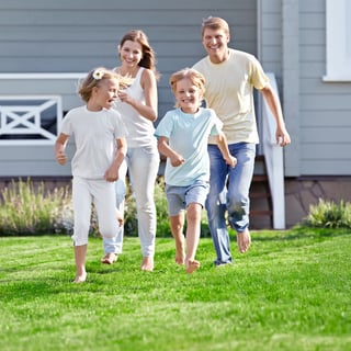 Family on a lawn